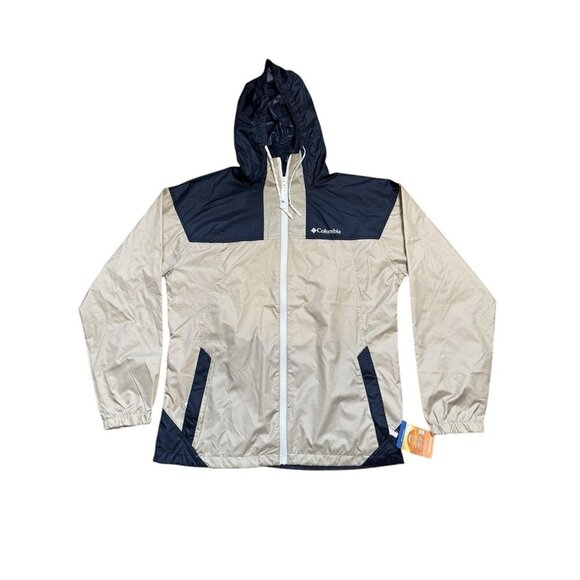 Columbia Sz M Jacket Mens Flash Challenger Windbreaker Beige Blue UPF 40 Outdoor - Picture 4 of 8